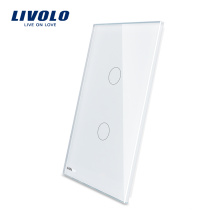 Livolo Luxury White Pearl Crystal Glass 125mm * 78mm EE. UU. Panel de vidrio individual estándar para la venta 2 Gang Wall Touch Switch VL-C5-C2-11